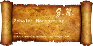 Zabolai Modesztusz névjegykártya